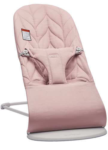 Infant Bouncer With 3 Adjustable Positions And Flat Fold For Easy Storage In Dusty Pink Cotton Fabric