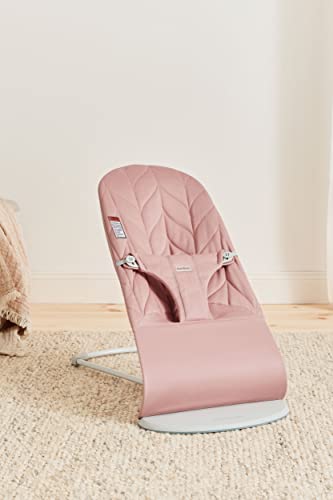 Infant Bouncer With 3 Adjustable Positions And Flat Fold For Easy Storage In Dusty Pink Cotton Fabric