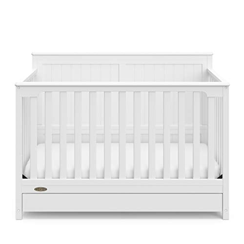 5 In 1 Convertible Crib With Drawer White Converts To Toddler Bed Daybed With Nursery Storage GREENGUARD Gold Certified