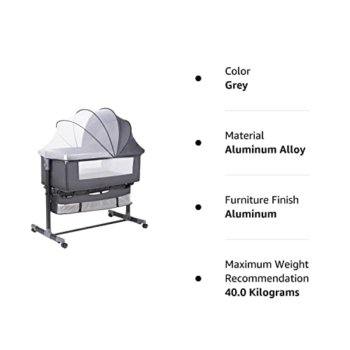 Bedside Bassinet For Baby With Wheels Height Adjustable Sleeper With Mosquito Net And Storage Bag