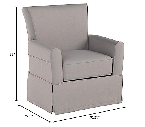 Upholstered Glider Swivel Rocker Chair For Nursery With Soft Taupe Fabric And Gentle Glide Motion
