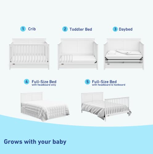 5 In 1 Convertible Crib With Drawer White Converts To Toddler Bed Daybed With Nursery Storage GREENGUARD Gold Certified
