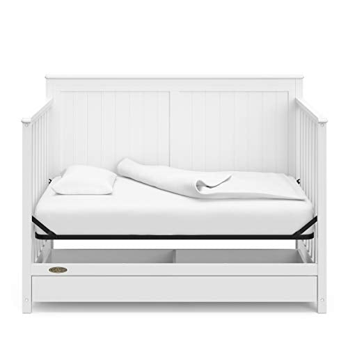 5 In 1 Convertible Crib With Drawer White Converts To Toddler Bed Daybed With Nursery Storage GREENGUARD Gold Certified
