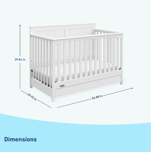 5 In 1 Convertible Crib With Drawer White Converts To Toddler Bed Daybed With Nursery Storage GREENGUARD Gold Certified