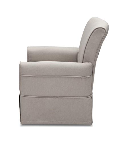 Upholstered Glider Swivel Rocker Chair For Nursery With Soft Taupe Fabric And Gentle Glide Motion