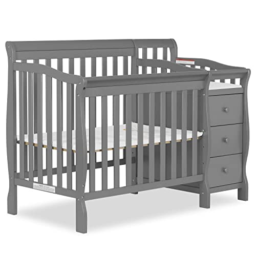 Mini Convertible Crib And Changer With 4 In 1 Convertibility In Storm Grey For Nursery Growth And Safe Sleep