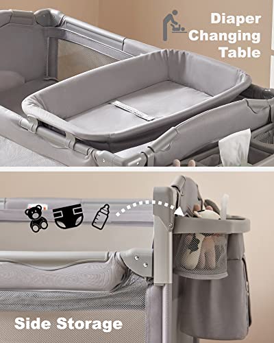 4 In 1 Bedside Sleeper Crib Playard With Changing Table For Newborns Safe Sleep Comfort