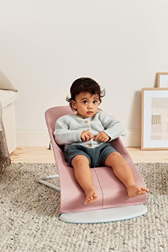 Infant Bouncer With 3 Adjustable Positions And Flat Fold For Easy Storage In Dusty Pink Cotton Fabric