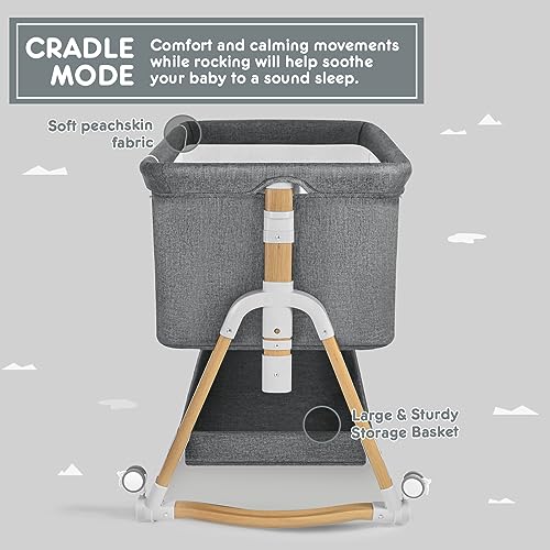 4 in 1 Baby Bassinet Bedside Sleeper Rocking Crib With Diaper Changing Table And Mosquito Net