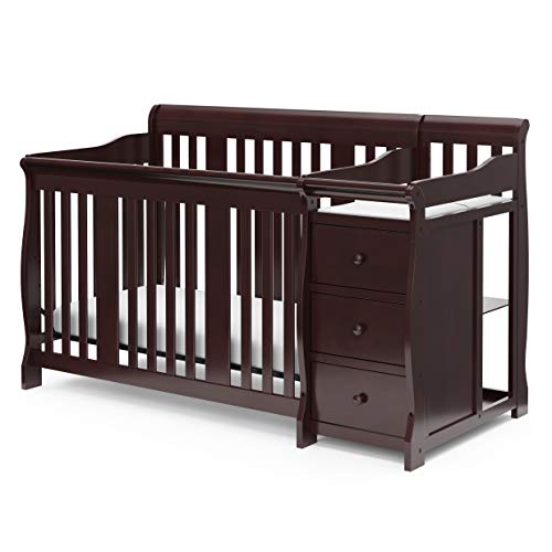 5 In 1 Convertible Crib And Changer With Changing Table And 3 Drawer Chest For Nursery