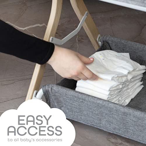 Portable Bedside Baby Bassinet With Foldable Crib And Storage Basket For Newborns