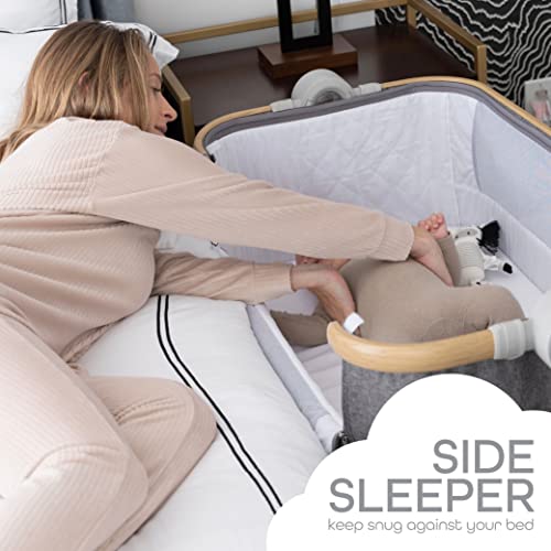 Portable Bedside Baby Bassinet With Foldable Crib And Storage Basket For Newborns