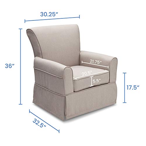 Upholstered Glider Swivel Rocker Chair For Nursery With Soft Taupe Fabric And Gentle Glide Motion