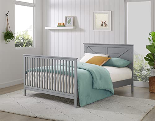4-In-1 Convertible Crib For Baby Nursery In Farmhouse Gray With Safe Durable Construction