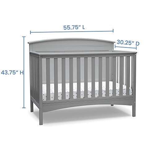 Solid Panel 4-in-1 Convertible Baby Crib With Greenguard Gold Certification In Grey