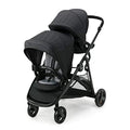 Double Stroller With Bench Seat And Standing Platform For Two Seats Compact Fold
