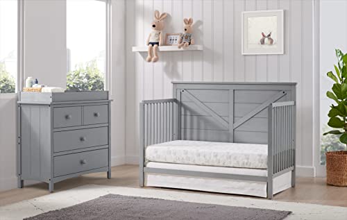 4-In-1 Convertible Crib For Baby Nursery In Farmhouse Gray With Safe Durable Construction