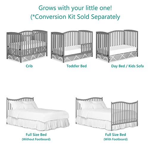 Five In One Convertible Crib With Toddler Bed Daybed Full Size Bed In Steel Gray