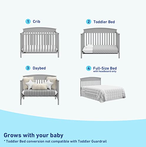 5 In 1 Convertible Crib For Baby To Toddler Bed Daybed And Full Size Bed With Gold Certification