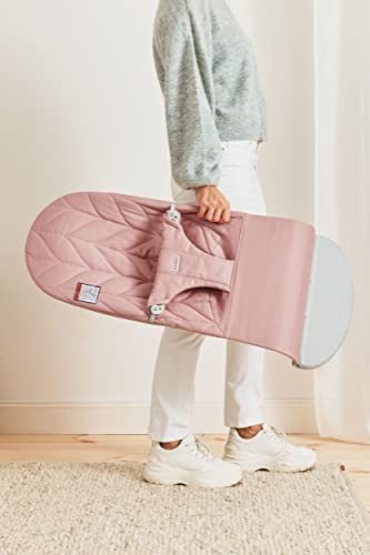 Infant Bouncer With 3 Adjustable Positions And Flat Fold For Easy Storage In Dusty Pink Cotton Fabric
