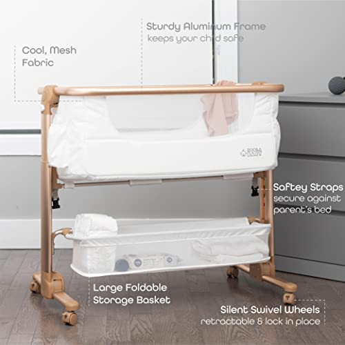 Portable Baby Bassinet Bedside Sleeper With Easy Folding And Storage Basket For Newborn