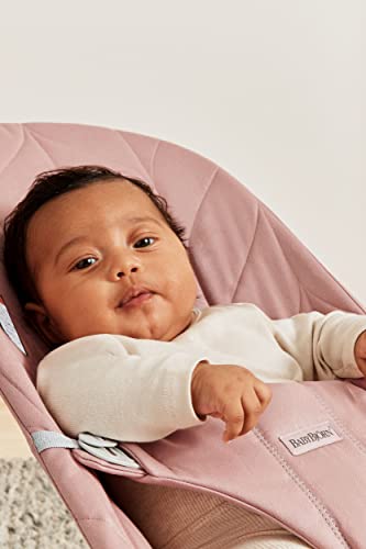 Infant Bouncer With 3 Adjustable Positions And Flat Fold For Easy Storage In Dusty Pink Cotton Fabric
