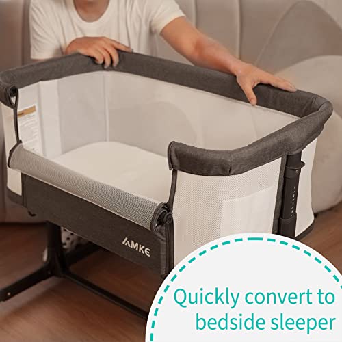 Portable Baby Bassinet Bedside Sleeper With Breathable Mesh Walls For Safe Co Sleeping