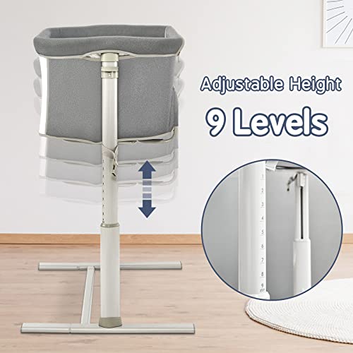 Adjustable Bedside Sleeper Bassinet For Baby With Breathable Mesh And Nine Height Adjustment