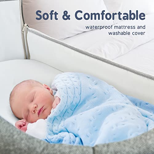 Adjustable Bedside Sleeper Bassinet For Baby With Breathable Mesh And Nine Height Adjustment