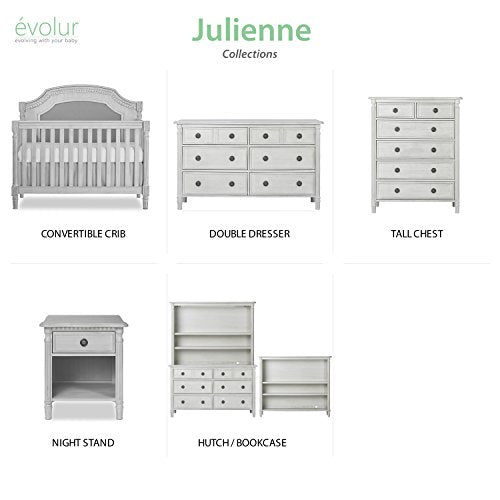 5 In 1 Convertible Crib In Antique Grey Mist Finish For Modern Nursery Durable Kiln Dried Hardwood Frame