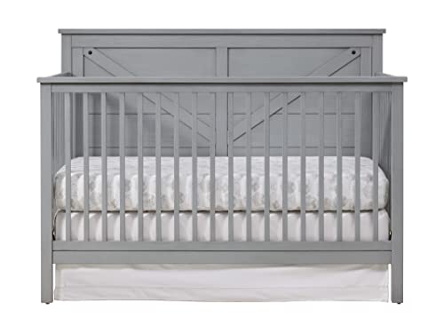 4-In-1 Convertible Crib For Baby Nursery In Farmhouse Gray With Safe Durable Construction