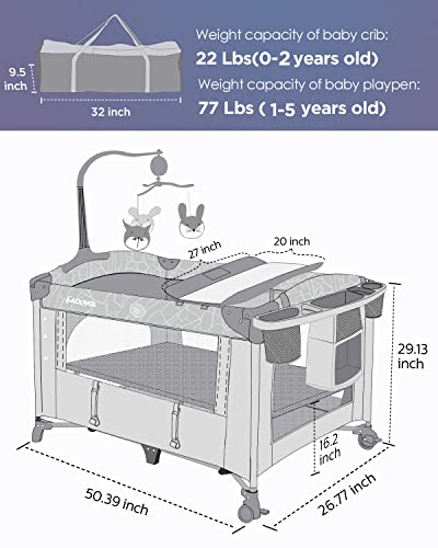 All In One Baby Bassinet Bedside Crib Pack And Play With Mattress Diaper Changer And Playard For Newborn To Toddler