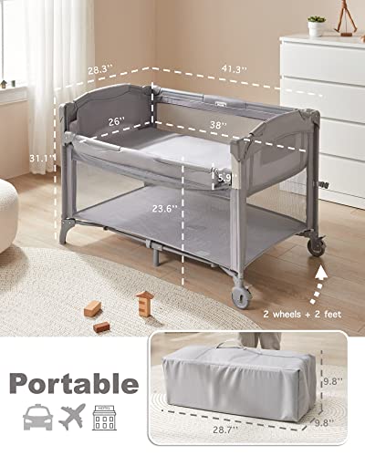 4 In 1 Bedside Sleeper Crib Playard With Changing Table For Newborns Safe Sleep Comfort