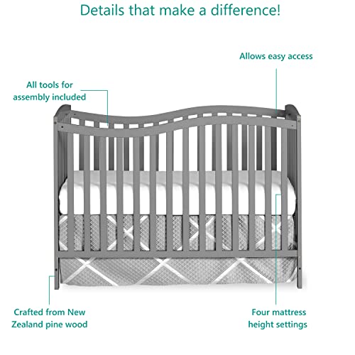 Five In One Convertible Crib With Toddler Bed Daybed Full Size Bed In Steel Gray