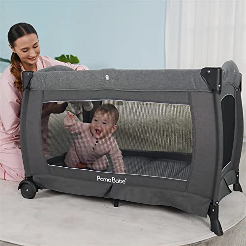 Foldable Baby Playard With Bassinet And Changing Table And Mattress For Nursery Center For Newborn To Toddler