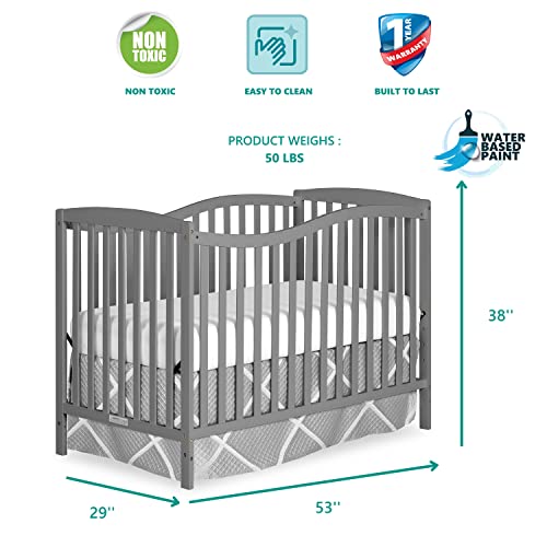 Five In One Convertible Crib With Toddler Bed Daybed Full Size Bed In Steel Gray