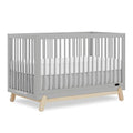 Five In One Convertible Crib In Pebble Grey Oak Safe Wood Nursery Furniture Easy To Clean JPMA Greenguard Gold Certified