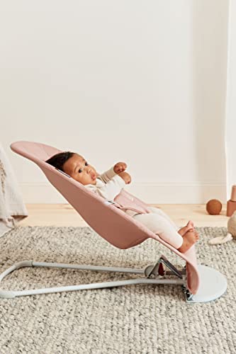 Infant Bouncer With 3 Adjustable Positions And Flat Fold For Easy Storage In Dusty Pink Cotton Fabric