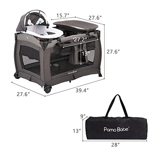 Foldable Baby Playard With Bassinet And Changing Table And Mattress For Nursery Center For Newborn To Toddler