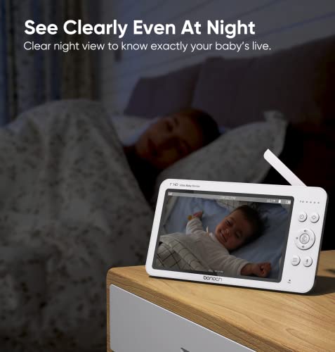 Dual Camera Baby Monitor 7 Inch 720P HD Split Screen No WiFi Long Range 1000ft VOX Night Vision