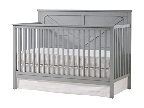 4-In-1 Convertible Crib For Baby Nursery In Farmhouse Gray With Safe Durable Construction
