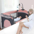 Five In One Baby Bassinet Bedside Sleeper Playard With Changing Table and Mattress Pink