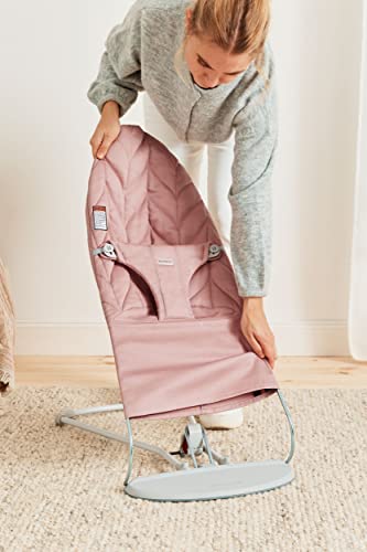 Infant Bouncer With 3 Adjustable Positions And Flat Fold For Easy Storage In Dusty Pink Cotton Fabric