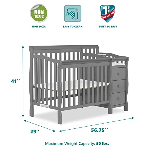 Mini Convertible Crib And Changer With 4 In 1 Convertibility In Storm Grey For Nursery Growth And Safe Sleep