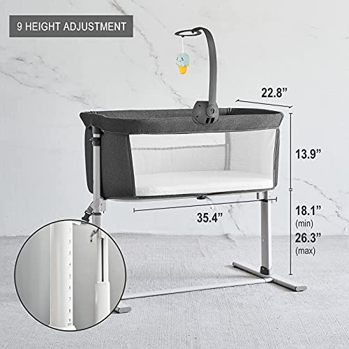 Baby Bassinet Bedside Sleeper With Music Box 2 In 1 Convertible Crib For Infants