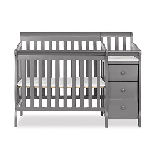 Mini Convertible Crib And Changer With 4 In 1 Convertibility In Storm Grey For Nursery Growth And Safe Sleep