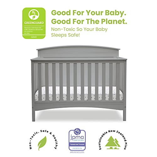 Solid Panel 4-in-1 Convertible Baby Crib With Greenguard Gold Certification In Grey