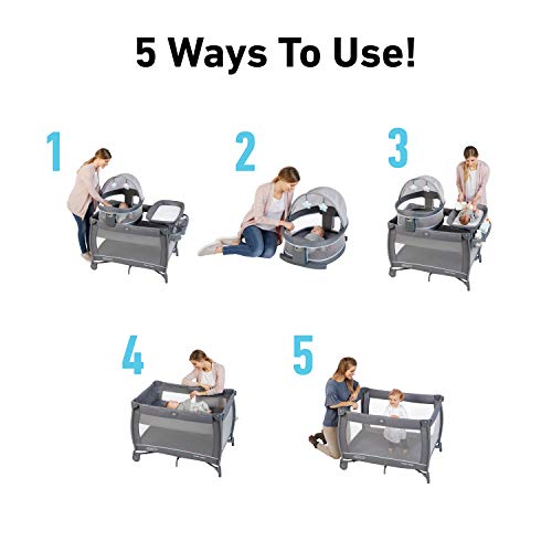 Portable Baby Playard With Travel Dome Bassinet, Full Size Infant Bassinet, And Diaper Changer
