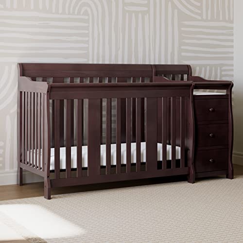 5 In 1 Convertible Crib And Changer With Changing Table And 3 Drawer Chest For Nursery