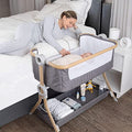 Portable Bedside Baby Bassinet With Foldable Crib And Storage Basket For Newborns